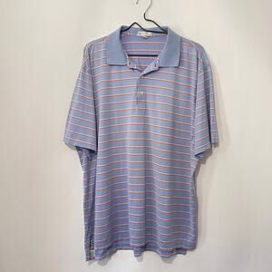 Peter Millar Golf Polo Shirt Mens XL Blue Orange Stripe Short Sleeve Athleisure